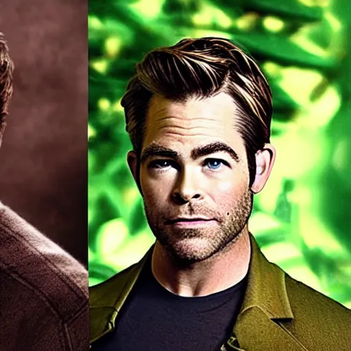 Prompt: Chris Pine, but he's literally an evergreen tree