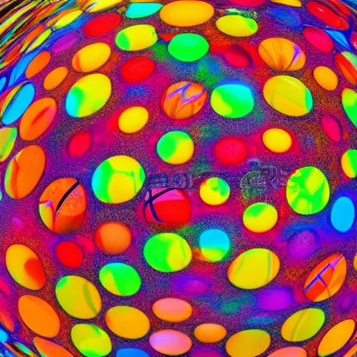 Image similar to Giant Translucent multicolored spheres, reflections, transparent, cracks, hd photograph