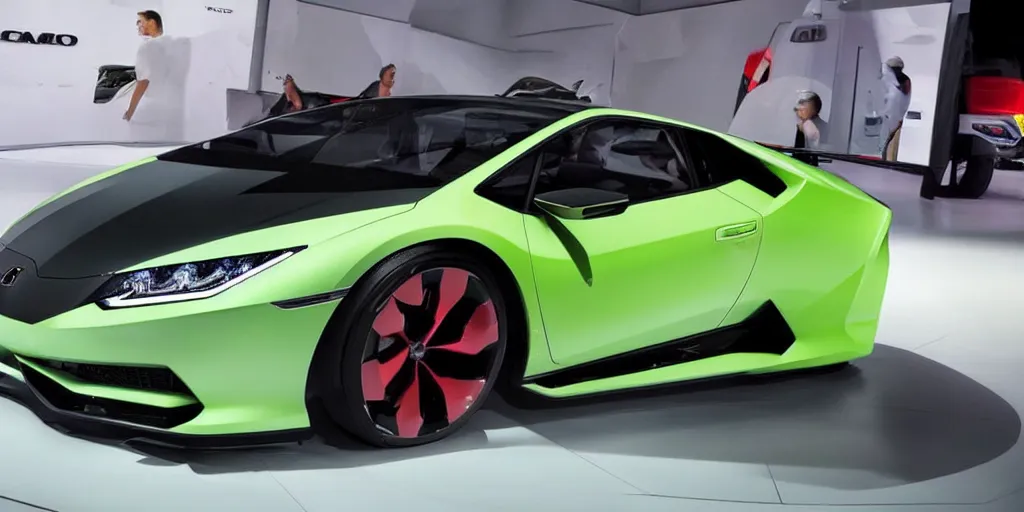 Prompt: a honda civic in the shape of lamborghini huracan concept car