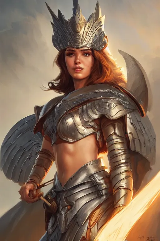 Image similar to amazon valkyrie athena, d & d, fantasy, portrait, highly detailed, headshot, digital painting, trending on artstation, concept art, sharp focus, illustration, art by artgerm and greg rutkowski and magali villeneuve