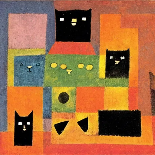 Prompt: cats by Paul Klee