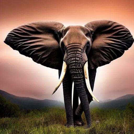 Image similar to elephant demogorgon hybrid, bold natural colors, national geographic photography, masterpiece, full shot