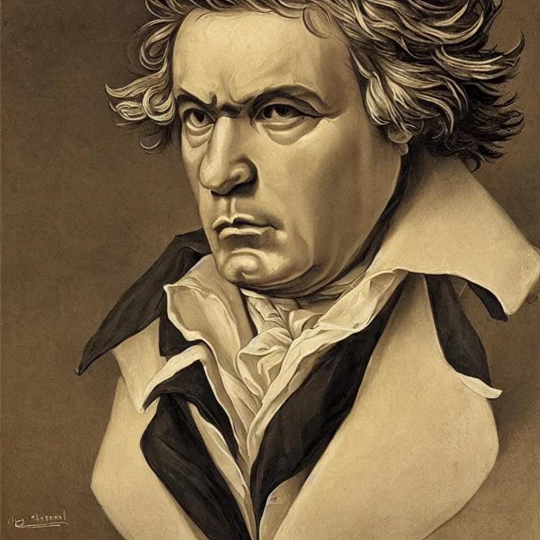 Prompt: Artwork that expresses the feelings one has listening to the music of Beethoven.