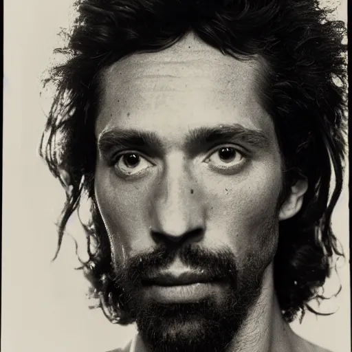 Image similar to Jesus, the lord of cannabis. Close-up studio portrait by Robert Mapplethorpe. Tri-x