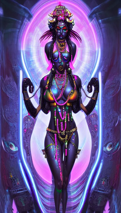 Image similar to kali goddess, cyberpunk art by kuno veeber, cgsociety, computer art, ultra detailed, futuristic, anime aesthetic