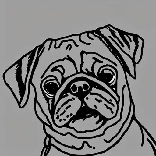 Image similar to simple cute pug pen and ink illustration