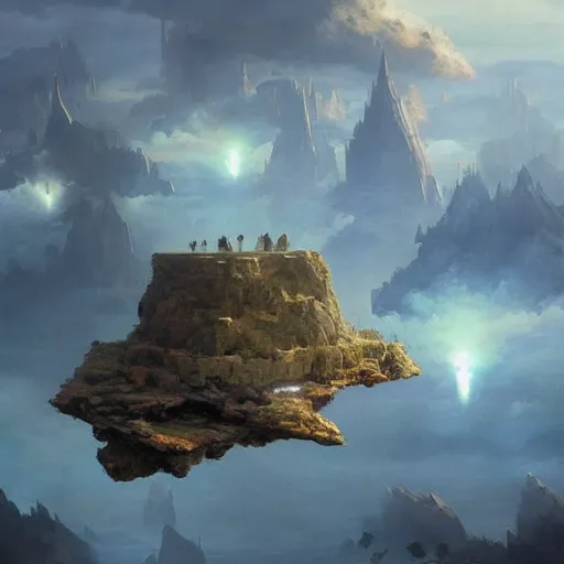 Image similar to floating islands in the sky, fantasy, greg rutkowski