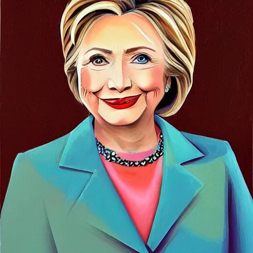 Image similar to beautiful portrait of first lady hillary clinton, painted by a russian expressionist