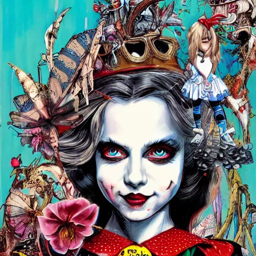 Image similar to alice in wonderland, by sandra chevrier and phillipe druillet, trending on artstation hq, deviantart, pinterest, 4 k uhd image