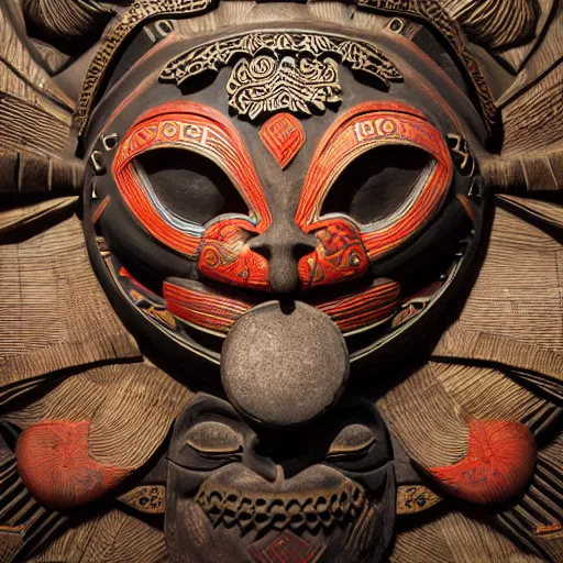 Image similar to a tribal masks, japanese pottery, vivid colors, wood, metal, intricate details, trending on cgsociety, glowing eyes, one per image, sharp focus, ultra realistic details, cinematic atmosphere, global illumination, shadows, octane render, 8 k