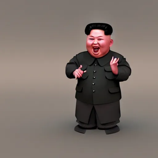 Image similar to kim jong un doll screaming at jimin octane render