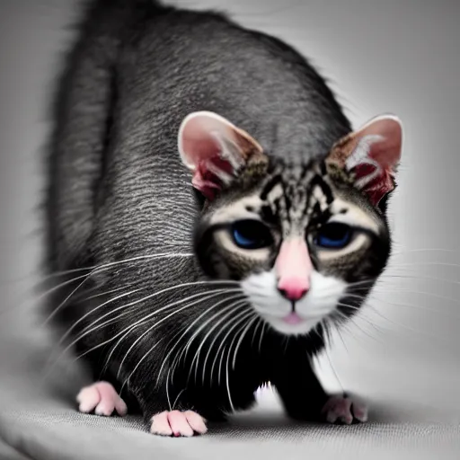 Image similar to an feline rat - cat - hybrid, animal photography