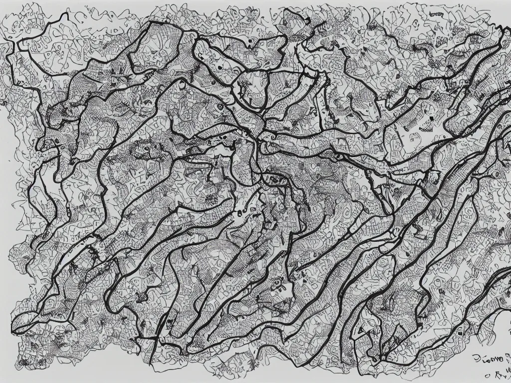Image similar to South Carolina cave map, Ink drawing by Deven Rue, fine point pen