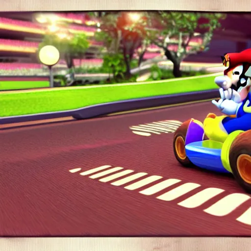 Prompt: President's in Mario kart, 3d render, concept art