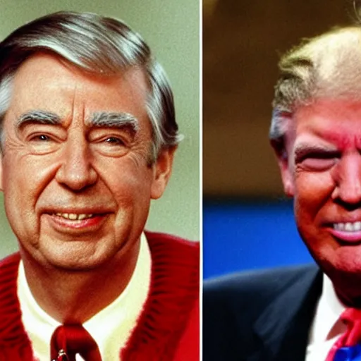 Image similar to Mr. Rogers sparring with Donald Trump in the karate style of Wado-ryu