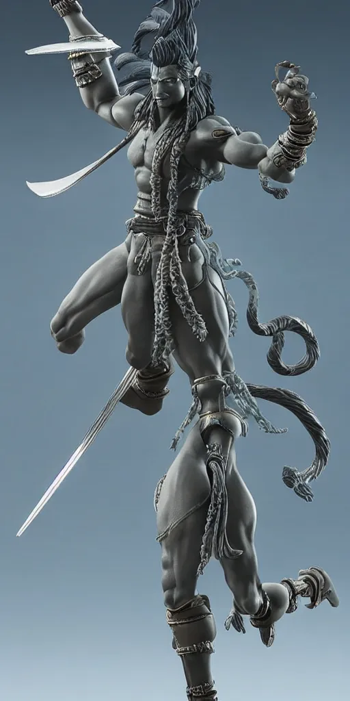 Prompt: a highly detailed 3D figurine of Shiva from Final Fantasy VII remake