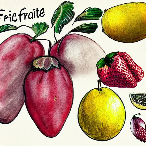 Prompt: a detailed profesional sketch of fruits