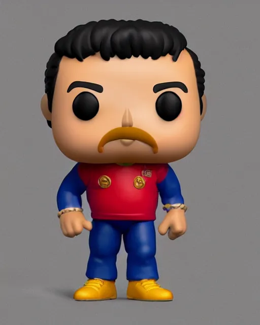 Image similar to full body 3 d render of freddy mercury as a funko pop!, four, studio lighting, white background, single body, no shadow, blender, trending on artstation, 8 k, highly detailed