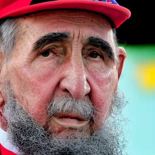 Image similar to award - winning hyper tailed promotional close - up photograph of fidel castro participating in the olympics, 8 k, 4 k, high quality, hyperdetailed