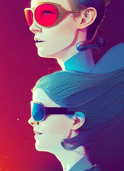 Prompt: portrait of beautiful nordic woman wearing aviator googles, blue eyes, artstation winner by victo ngai, kilian eng and by jake parker, by conrad roset, swirly vibrant color lines, winning award masterpiece, fantastically gaudy, aesthetic octane render, 8 k hd resolution