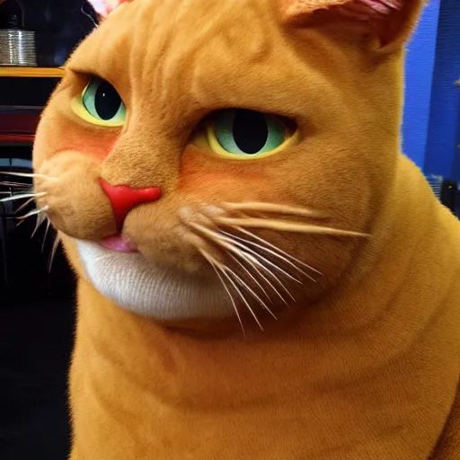 Image similar to bald garfield in real life, photo