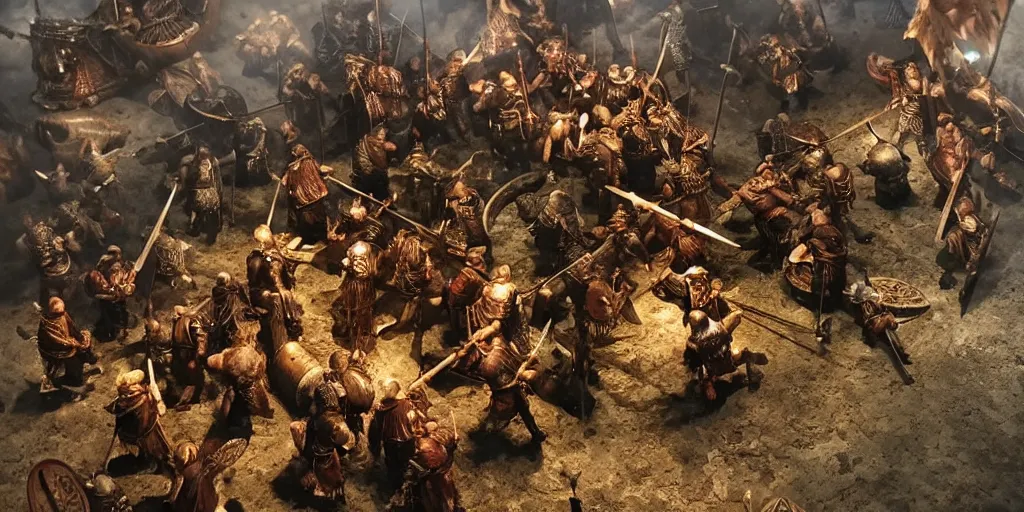 Prompt: Vikings fighting, very detailed and beautiful lighting