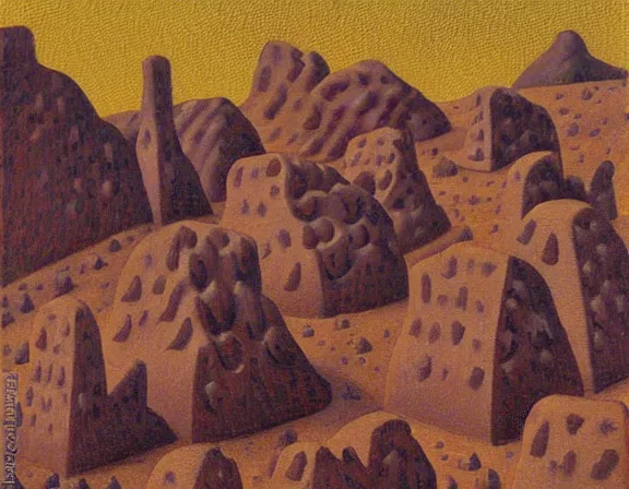 Prompt: a village on the surface of mars, by ansel adams and jean metzinger, oil on canvas