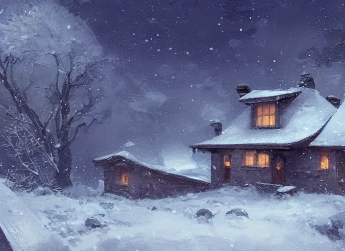 Techno's house, on a snowy night. Kind of a repost of an art piece