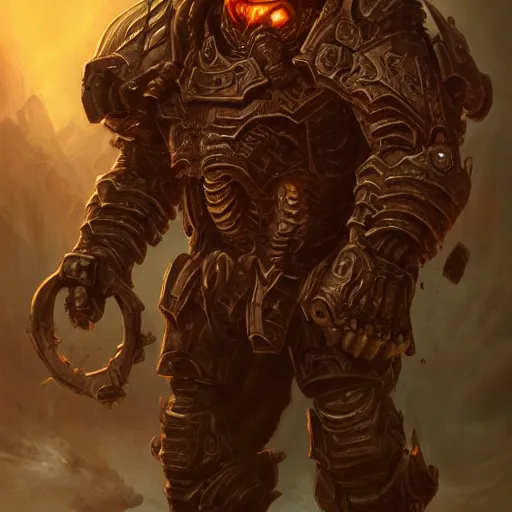 Image similar to fantasy art of doom guy, intricate, smooth detailed, marine armor, cgsociety, doom hell theme