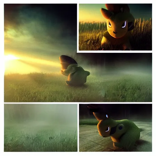 Image similar to real life Pokemon, creepy!!!, scaly!!!, menacing!!!, evil, ultra realistic, golden hour, fog, volumetric lighting, sharp focus