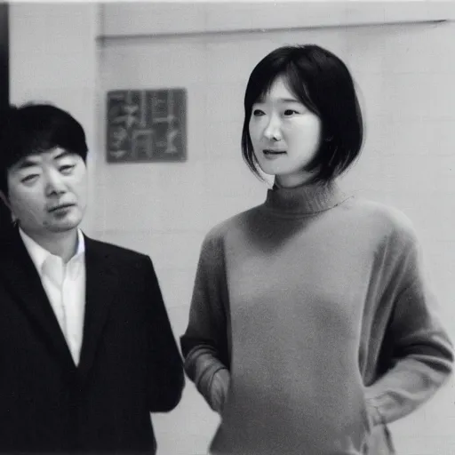 Image similar to archive of the actress Choi Eun-Hee and director Shin Sang-ok, Reuters, 35mm film, film grain, gentle, underexposed