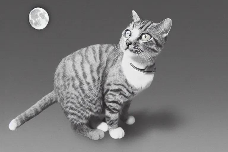 Prompt: the first cat ever sent to the moon, 4k