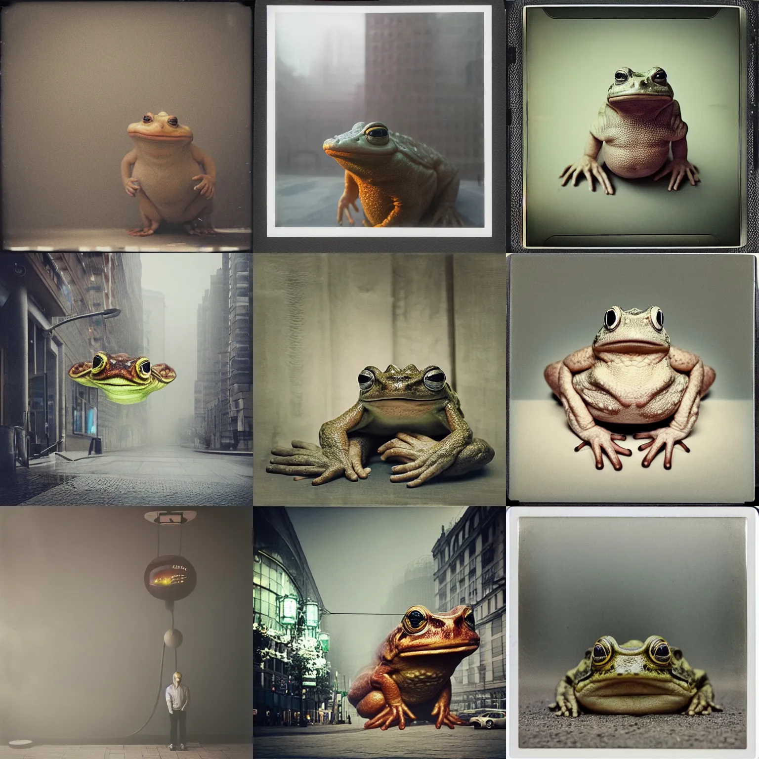 Prompt: natural very realistic giant hypnotoad, in moscow centre, Polaroid photo, vintage , neutral dull colors, soft lights, foggy mist , by oleg oprisco , by thomas peschak, by discovery channel, by victor enrich , by gregory crewdson