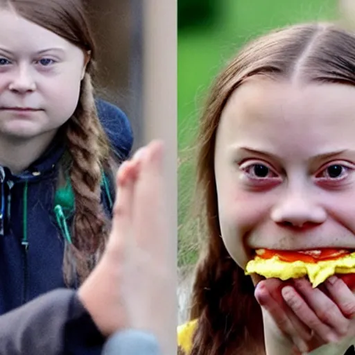 Image similar to greta thunberg is a burger