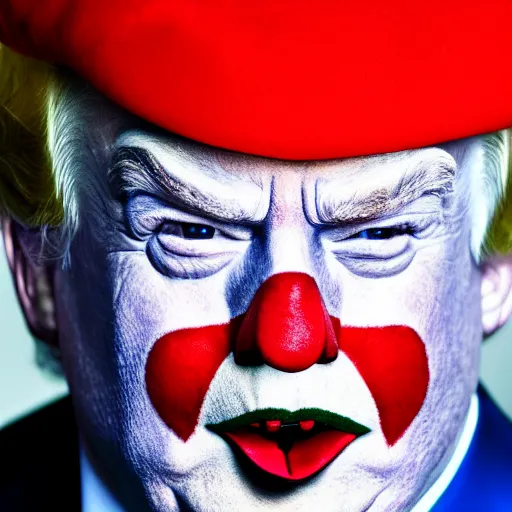 Image similar to donald trump dressed as a clown, photo, high details, 8k resolution