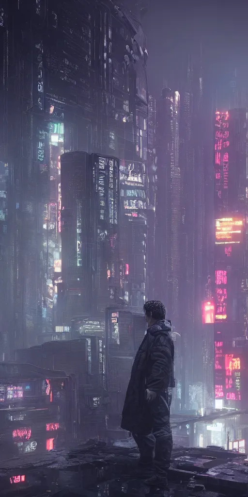 Image similar to a cyberpunk under-dweller in a sprawling Russian Moon city called New Moscow, Koji Morimoto, Akira, Blade Runner, Necromunda, rendered in unreal engine 3D, octane render, volumetric lighting, anti aliasing, clean linework