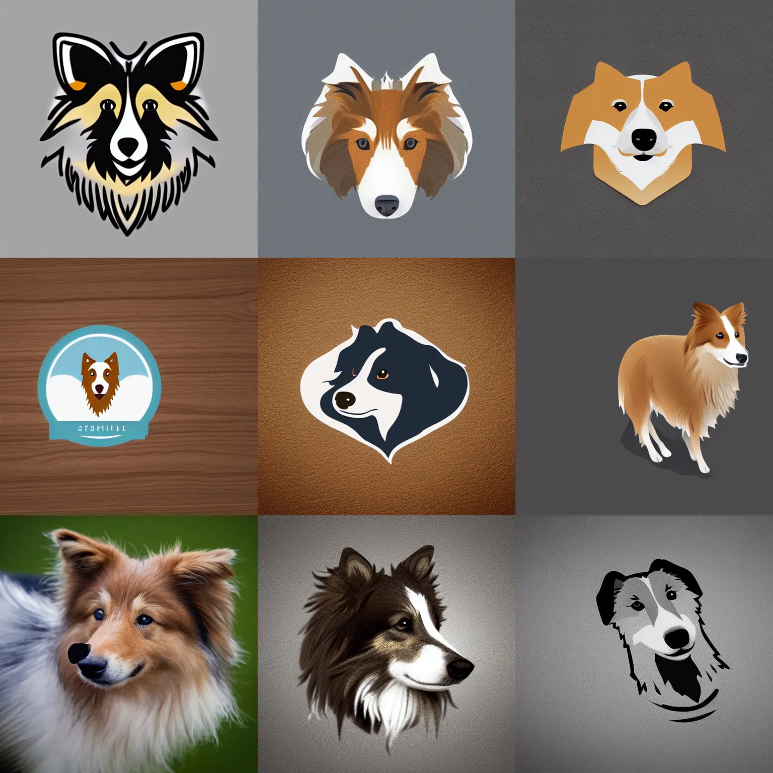 Prompt: a logo of a side portrait of a shetland sheepdog, trending on dribbble