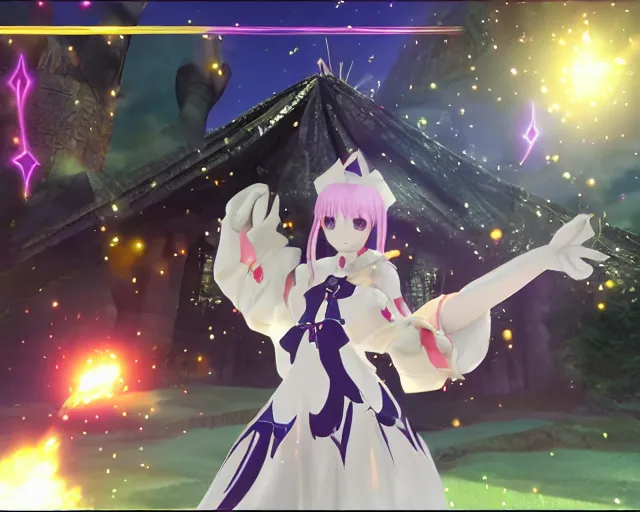 Image similar to a sparkling image of a ps2 magical anime witch from madoka magicka