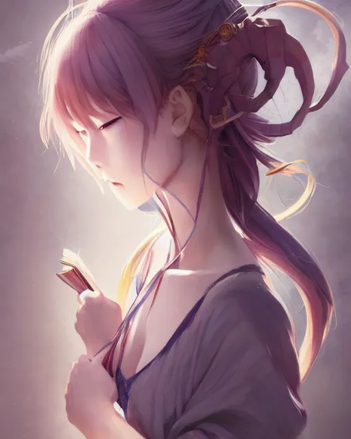 Prompt: character concept art of an anime goddess of books | | cute - fine - face, pretty face, realistic shaded perfect face, fine details by stanley artgerm lau, wlop, rossdraws, james jean, andrei riabovitchev, marc simonetti, and sakimichan, tranding on artstation