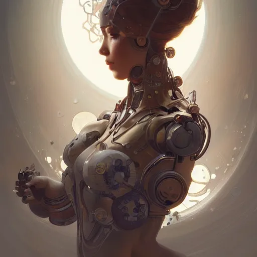 Prompt: ultra realistic illustration, manic robot girl, intricate, elegant, highly detailed, digital painting, artstation, concept art, smooth, sharp focus, illustration, award winning, art by artgerm and greg rutkowski and alphonse mucha