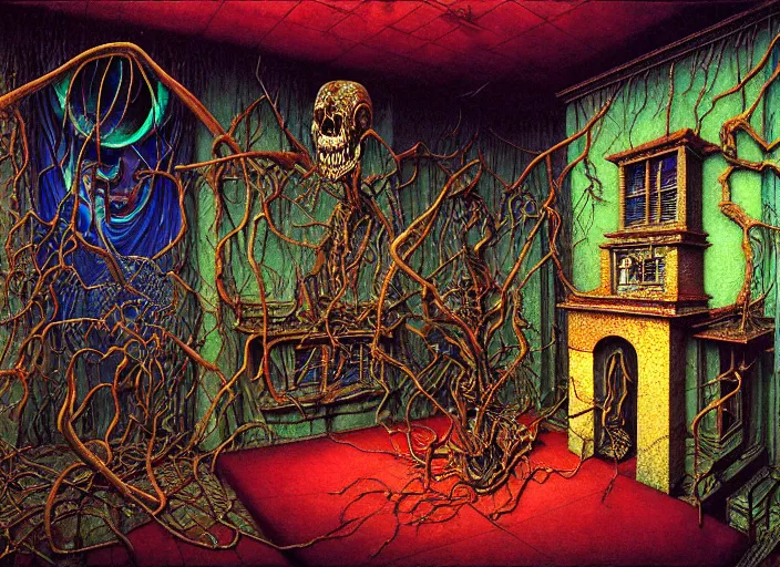 Prompt: realistic detailed photo rendered in octane 3d , of an old haunted house , by Francis Bacon, by Ivan Bilibin, by Alex Grey, by Austin Osman Spare., by Ayami Kojima, Amano, Karol Bak, Greg Hildebrandt, and Mark Brooks , rich deep colors. Beksinski painting, art by Takato Yamamoto. masterpiece. rendered in blender, ultra realistic, smooth shading, ultra detailed, high resolution, cinematic, unreal 6