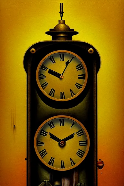 Prompt: steampunk pocket clock, edward hopper and james gilleard zdzislaw beksisnski higly detailed