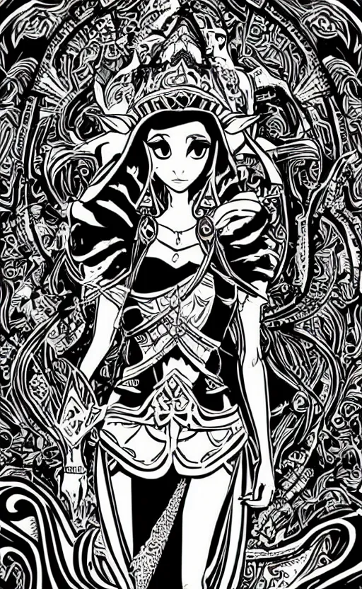 Image similar to mcbess illustration of Princess Zelda as Princess Jasmine