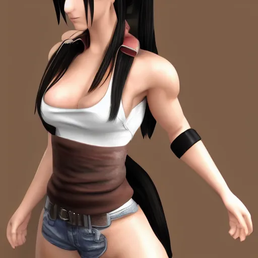 Prompt: head and body of tifa lockhart from final fantasy vii, highly detailed, trending on artstation