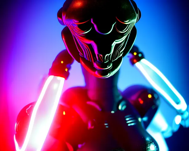 Prompt: 2 8 mm closeup portrait of a wet black metallic cute mass effect robotic cthulhu lovecraft sexy bikini babe influencer in a science fiction steampunk tesla coil engine room, pipes, wires, dramatic lighting, octane, blue lights, lens flare, clean, trending on artstation, golden ratio, mist, action, volumetric lighting