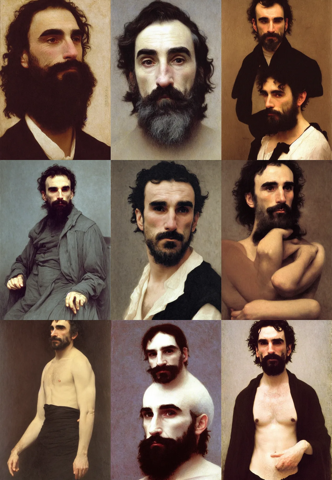 Prompt: portrait of daniel day - lewis by william bouguereau