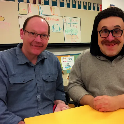 Image similar to real life versions of bert & ernie as community college professor