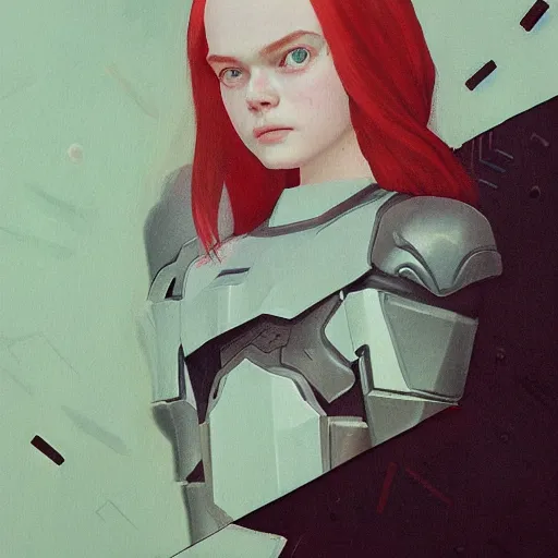 Prompt: Elle Fanning in Recon Armor picture by Sachin Teng, asymmetrical, dark vibes, Realistic Painting , Organic painting, Matte Painting, geometric shapes, hard edges, graffiti, street art:2 by Sachin Teng:4