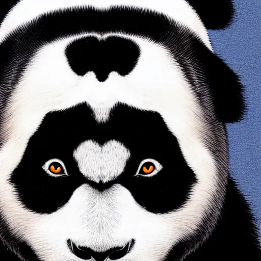 Image similar to a detailed portrait of Jack Black as a panda in the style junji ito, 8k, ornate, intricate