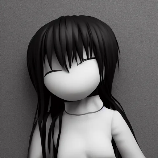 Image similar to cute fumo plush of a nightmare girl with hundreds of shadowy tendrils, vray render, black and white